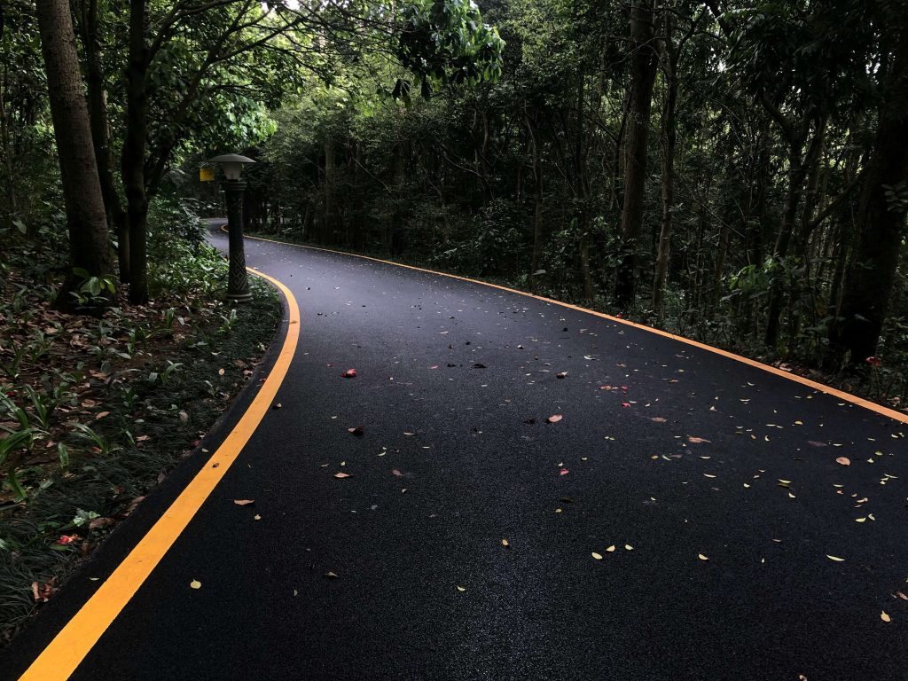 Road built by asphalt materials